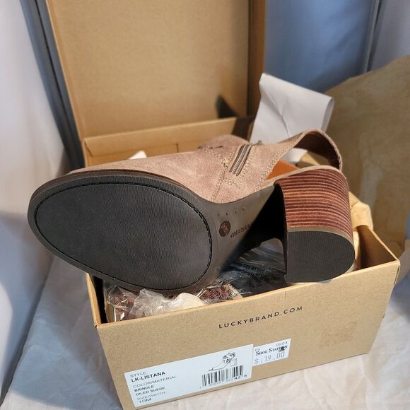 LUCKY BRAND Listana Bootie Peep Toe Size 10 M. Oiled Suede heels Winter wear NEW - Picture 3 of 3